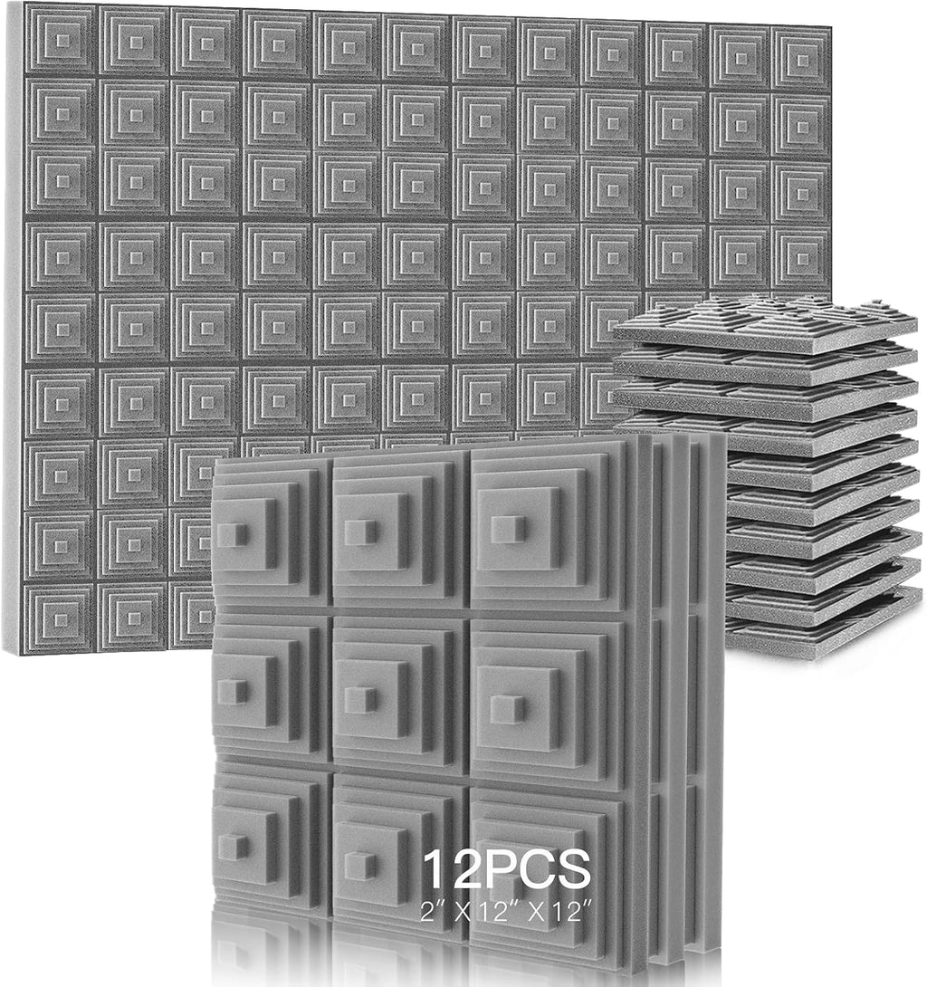 24 Pack Acoustic Foam Panels 2" x 12" x 12" L980815