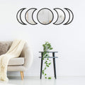 Scandinavian Moon Phase Mirror Set Glass Wood Frame Rustic White W285