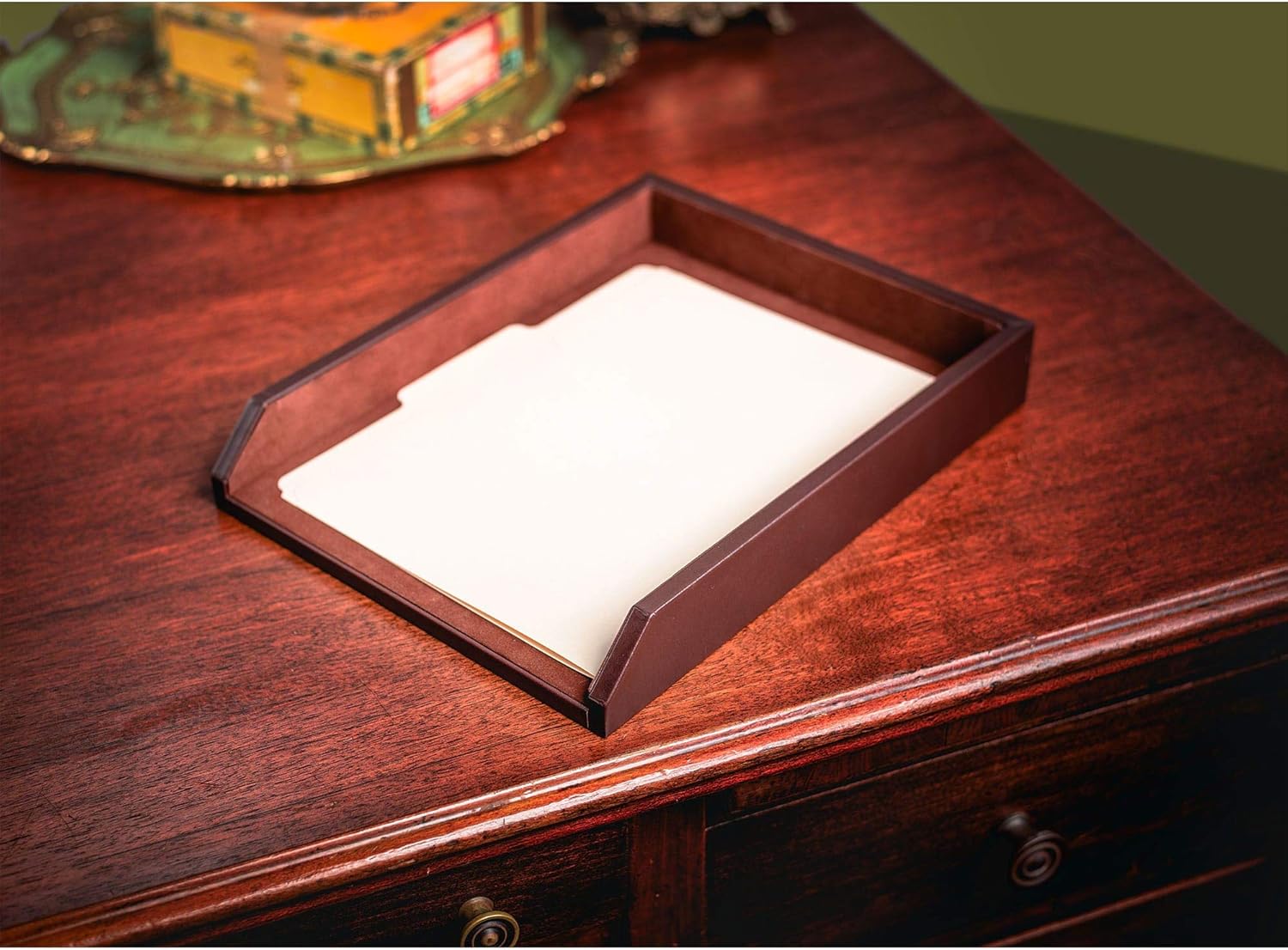 Chocolate Brown Leather Letter Tray Pack of 2 M49844