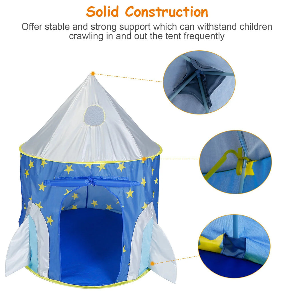 3 in 1 Foldable Kids Play Tent with Storage Bag, Blue K64685
