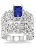 10K White Gold Sapphire And Diamond Bridal Set U318