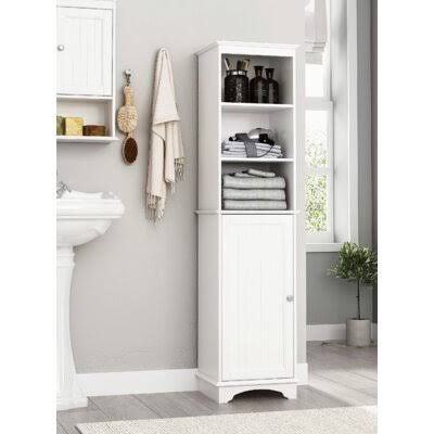 Tall Slender Freestanding Cabinet with Three Shelves O464695