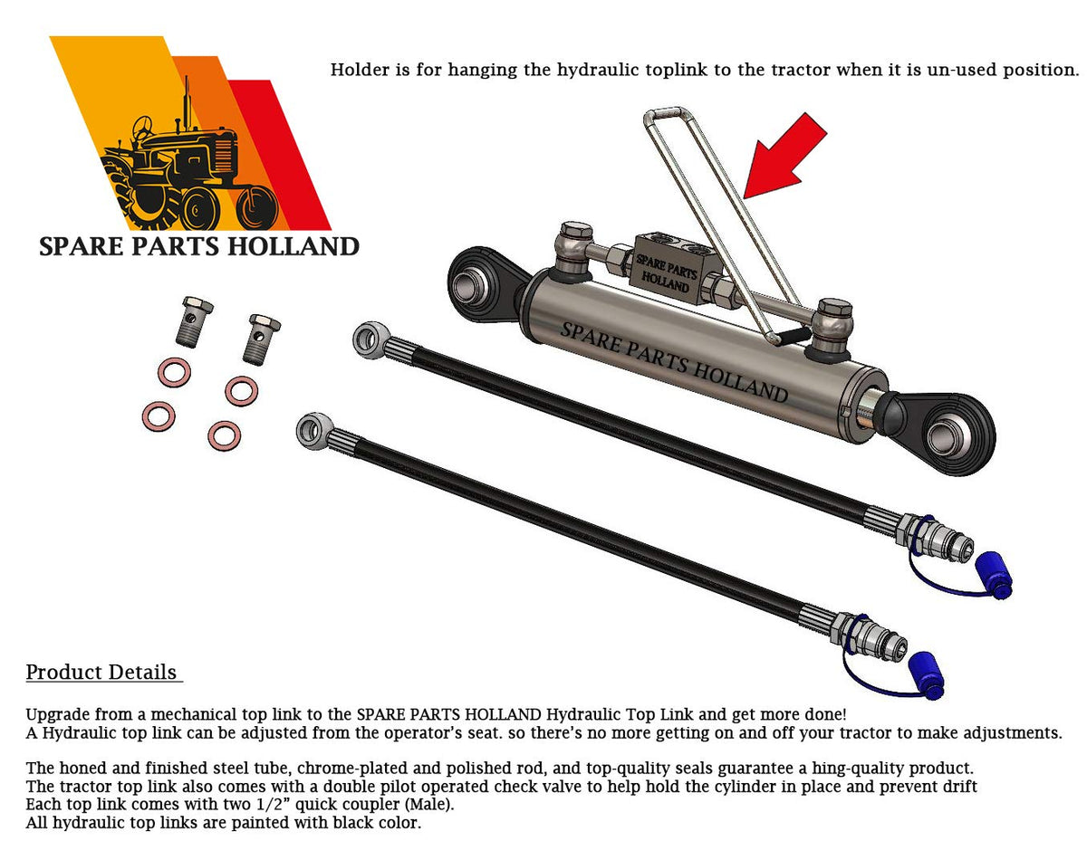 Hydraulic Top Link Cat. 2-2 with Locking Block 22 3/8” - 33 1/2 I84302