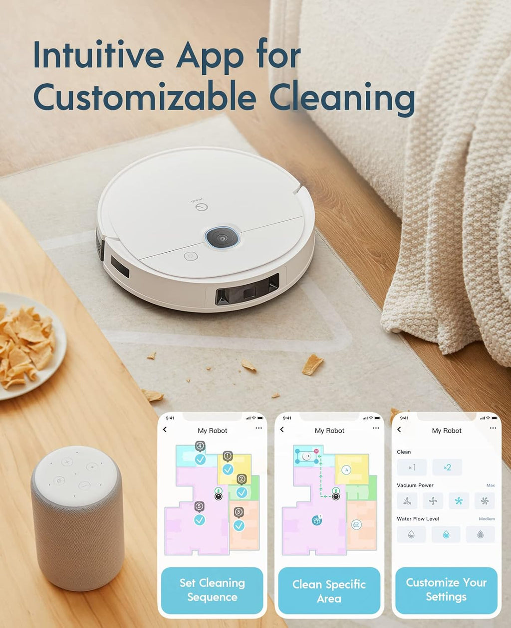 Robot Vacuum and Mop Combo, 3000Pa Suction, 240mins Runtime C568923
