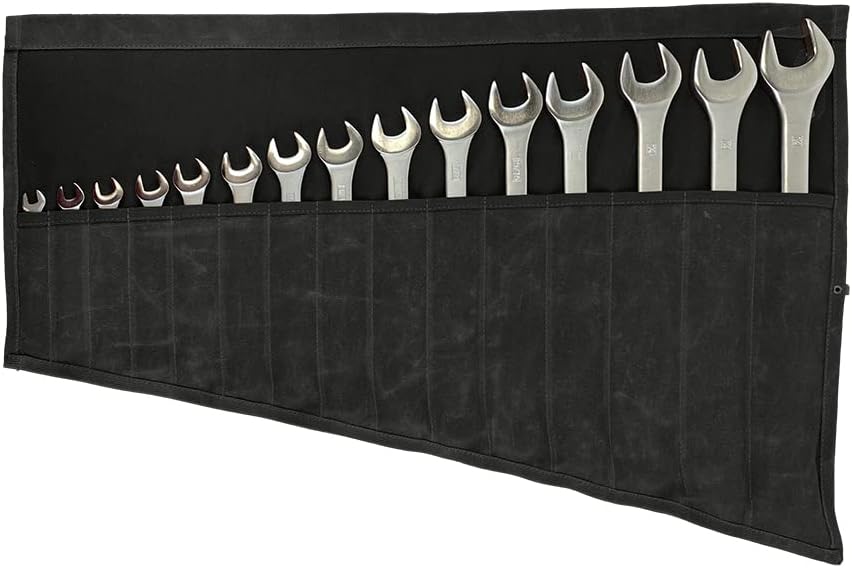 Waxed Canvas Tool Roll 15 Pockets Charcoal Black Pack of 2 E734