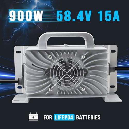 58.4V 15A Lithium Onboard Battery Charger for 48V 16S LiFePO4 Battery, IP67 Waterproof Smart Charger R55580