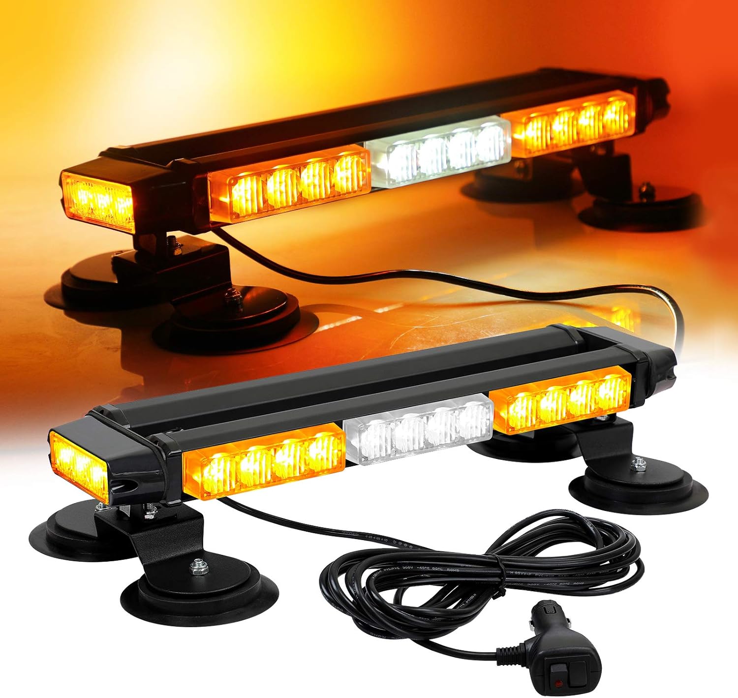 16.8 Inch LED Strobe Light Bar with Magnetic Base (Amber White Amber) V59780