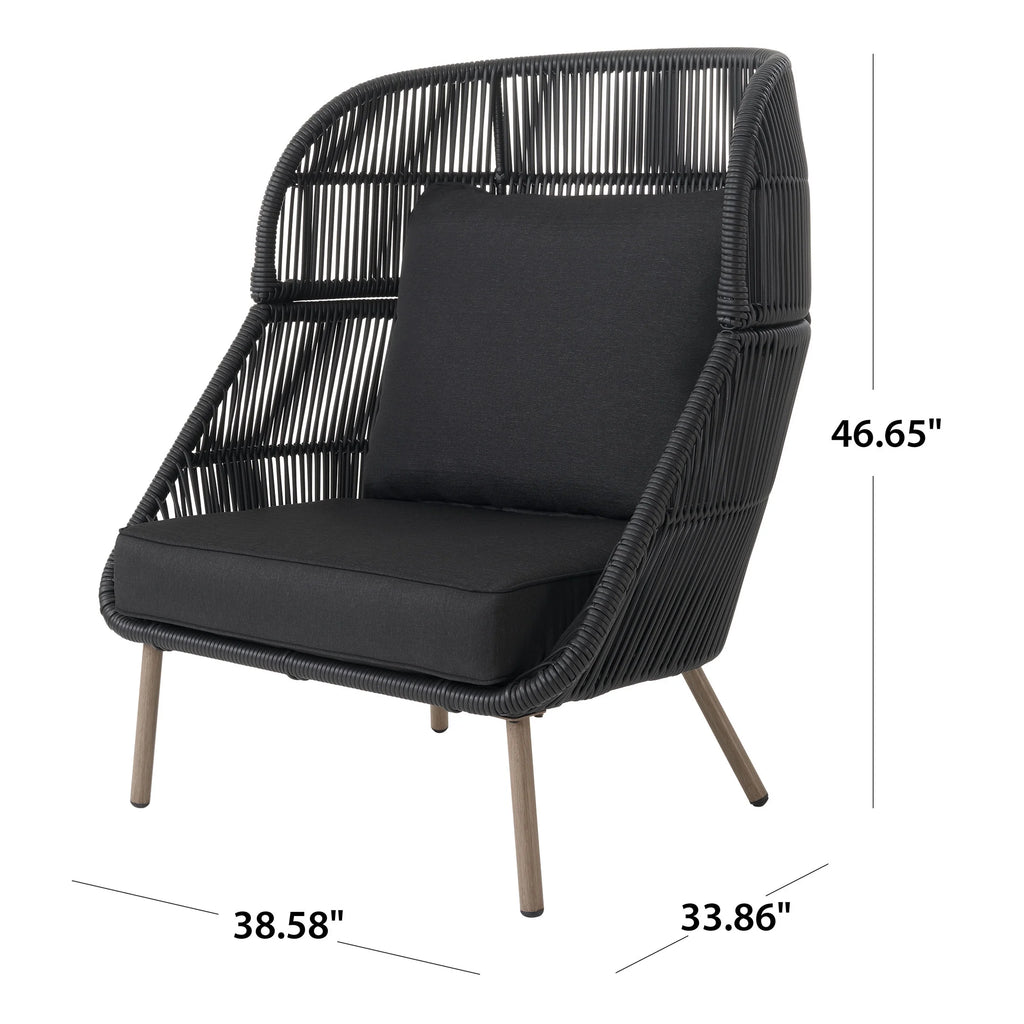 Black Wicker Outdoor Accent Chair with Cushions H41104
