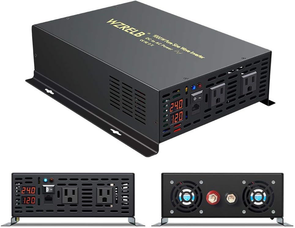 1500W 24V Pure Sine Wave Power Inverter with Remote Controller Dual AC Outlets LED Display L79513