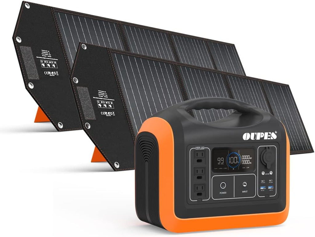 Solar Generator 1800W/1488Wh with 2 X 100W Foldable Solar Panel Portable Power Station LiFePO4 Battery N4511