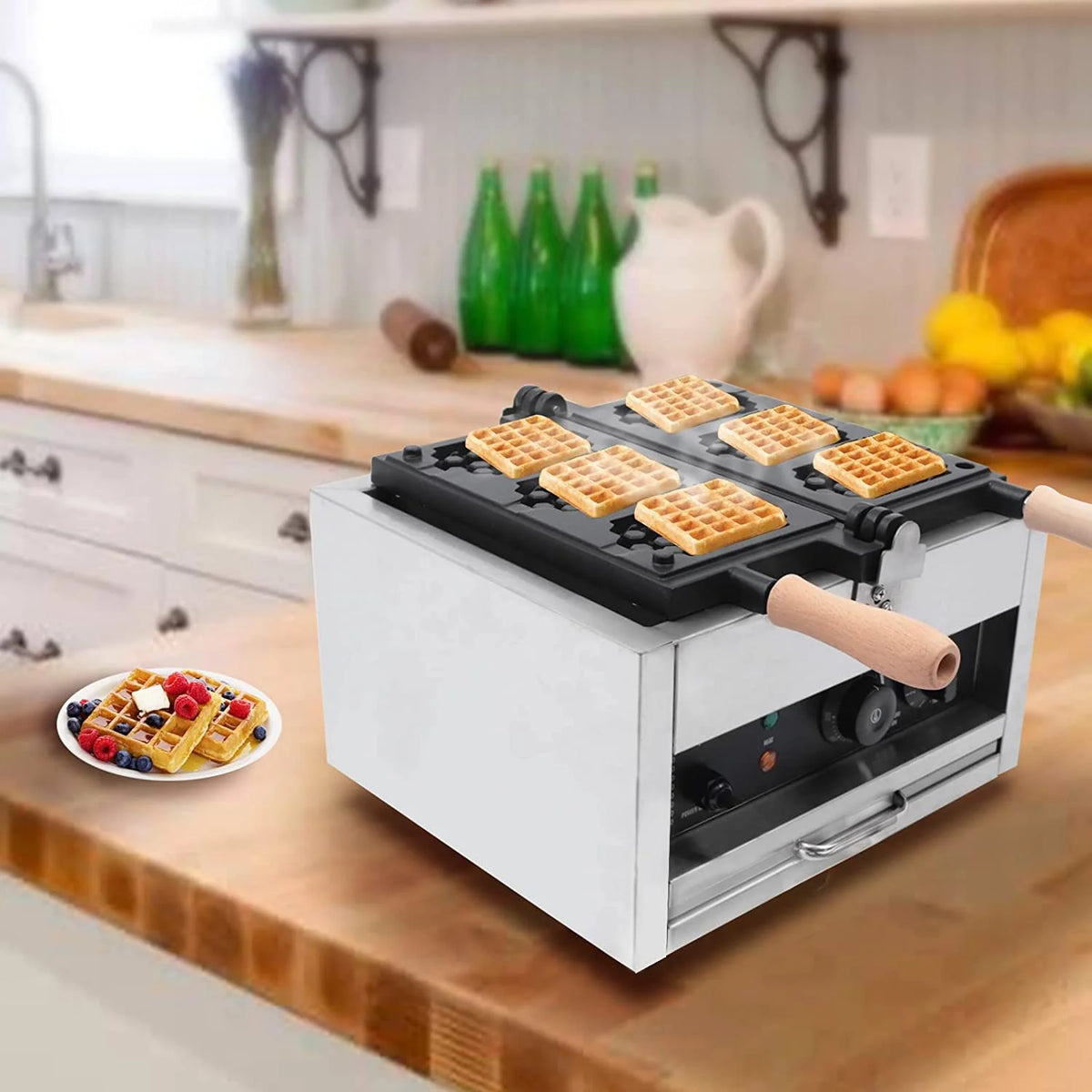 3 Slice Stainless Steel Non-stick Double Head Waffle Maker H449403