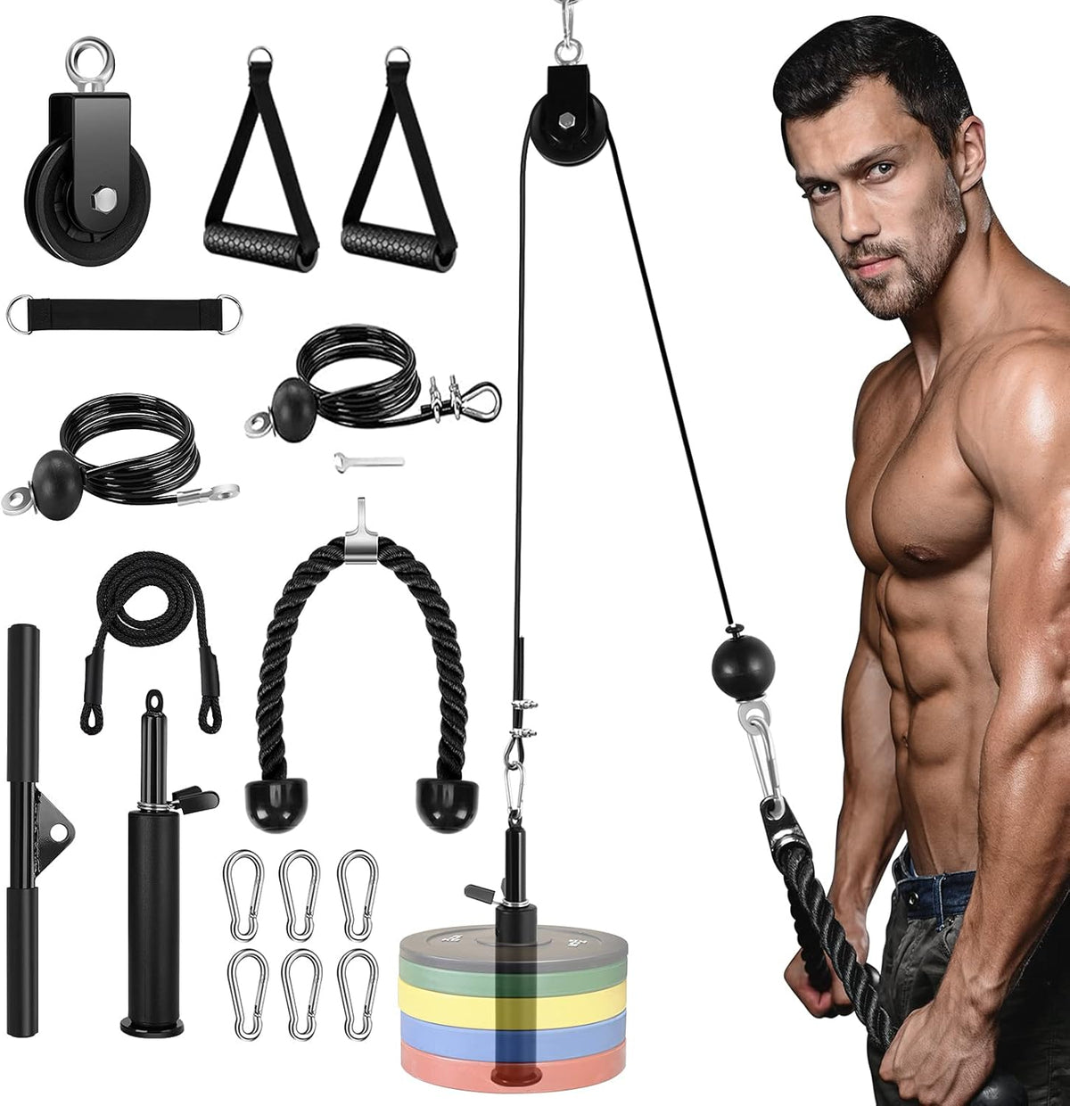 Cable Pulley System for Gym, LAT Pulldown, Triceps Extension, Biceps Curl M51844