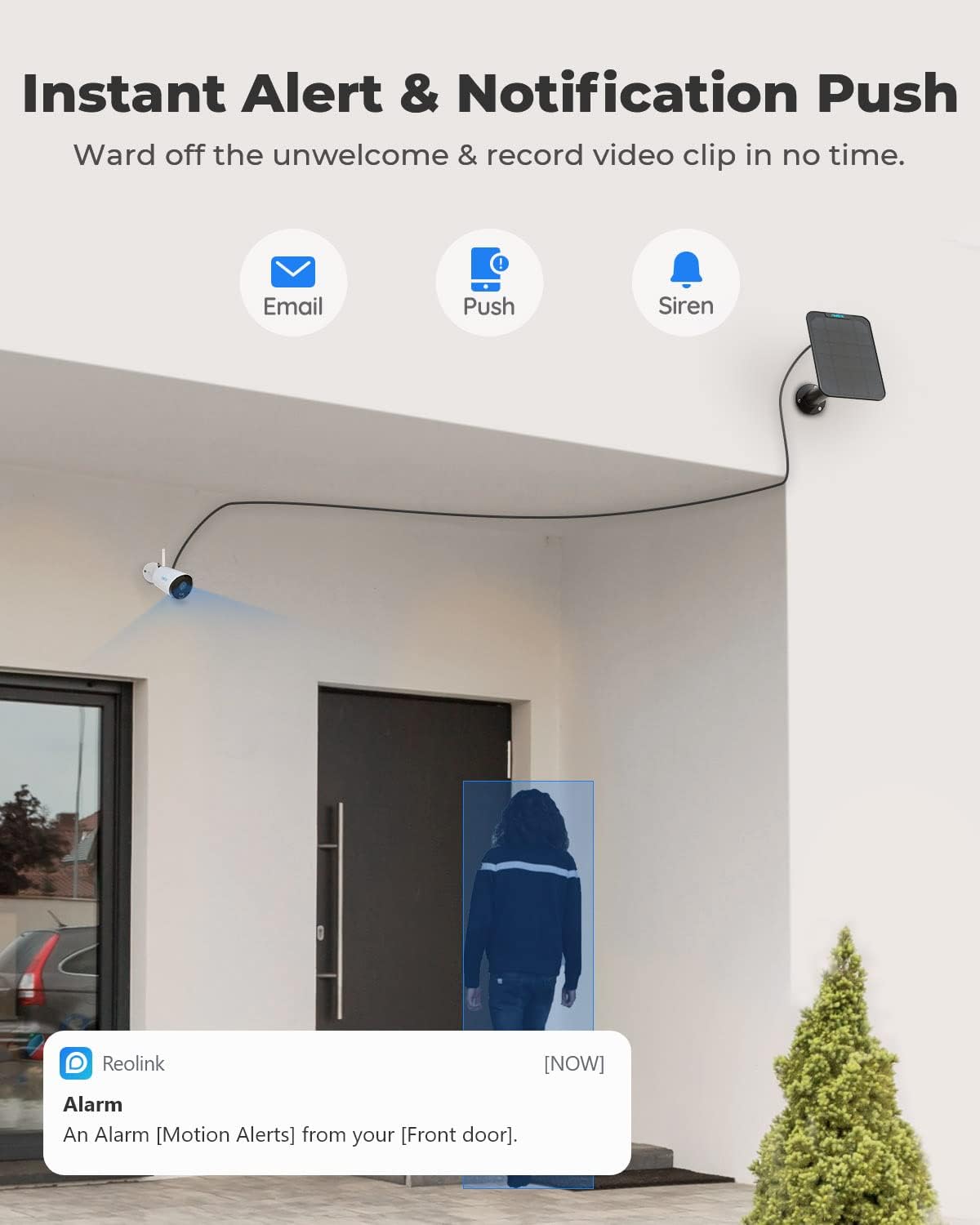 Solar WiFi Camera Security Outdoor, 100% Wire-Free, Battery Powered, 1080p, 2-Way Talk, Night Vision, PIR Motion Detection N254134