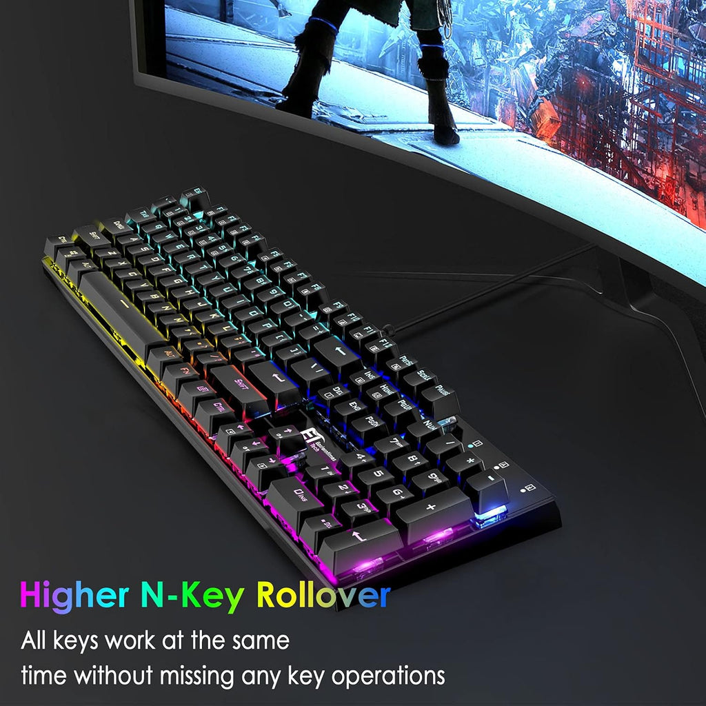 RGB Backlit 104 Keys Blue Switch Wired Mechanical Gaming Keyboard R8619