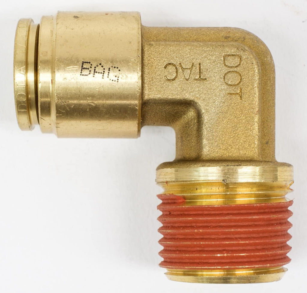 90 Degree Male Elbow Air Brake Fitting 1/2" Tube OD x 1/2" NPT (5 Pack) C27437