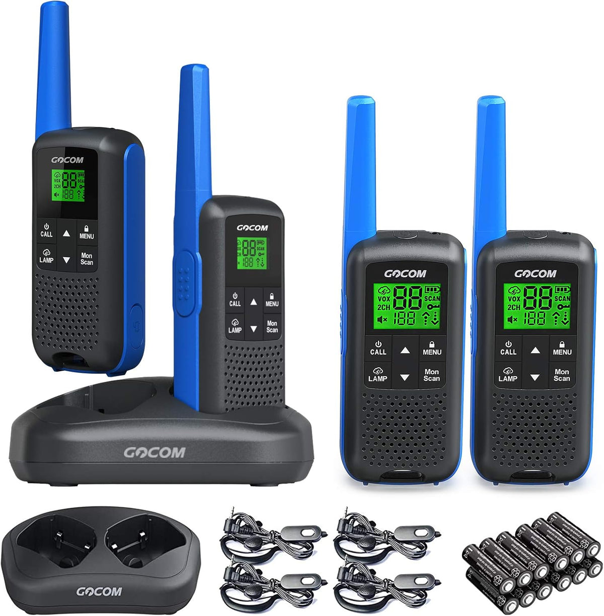 Adults Walkie Talkies Long Range IPX4 Waterproof Two Way Radio Rechargeable 22 Channel 4 Pack U48105