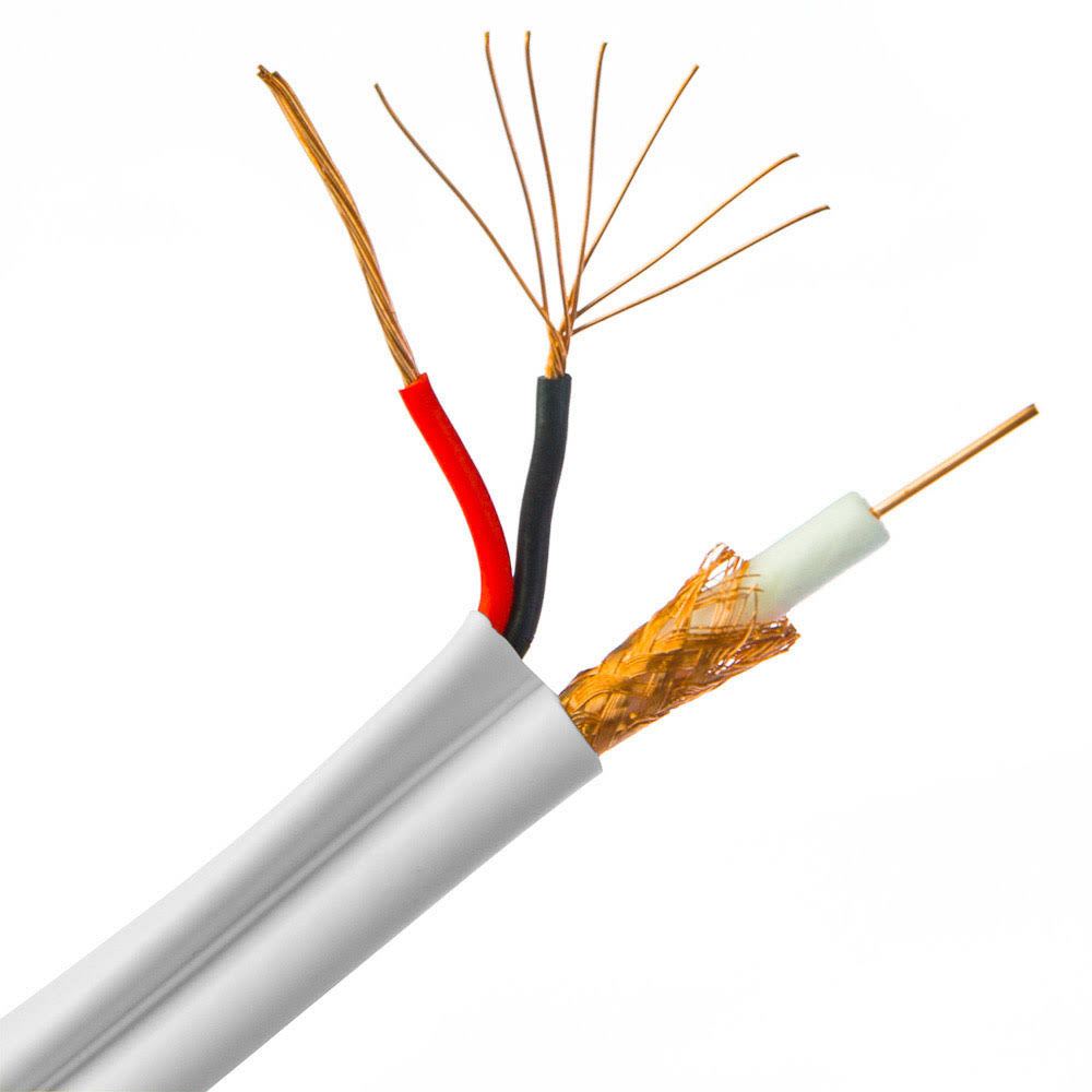 White RG59 Siamese Coaxial Cable with 18/2 Power, 1000ft Y933013