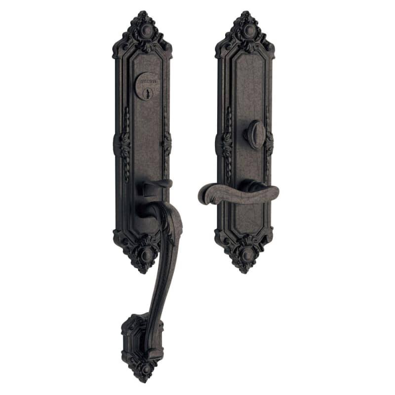 Distressed Oil Rubbed Bronze Left Handed Full Dummy Handleset Y10937