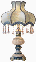 Blue Table Lamp with Fabric Lampshade, 13 Inch Desk Lamp R4947
