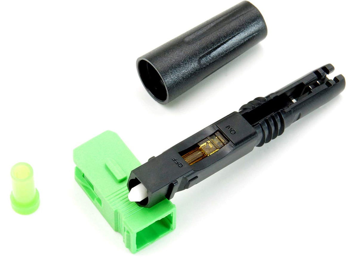 20pcs SC APC Fiber Optic Quick Connector with Matched Tools Fiber Reusable Connectors Single Mode SM 9/125 Mechanical Fast Connectors Adapter Pack of 2 K766647