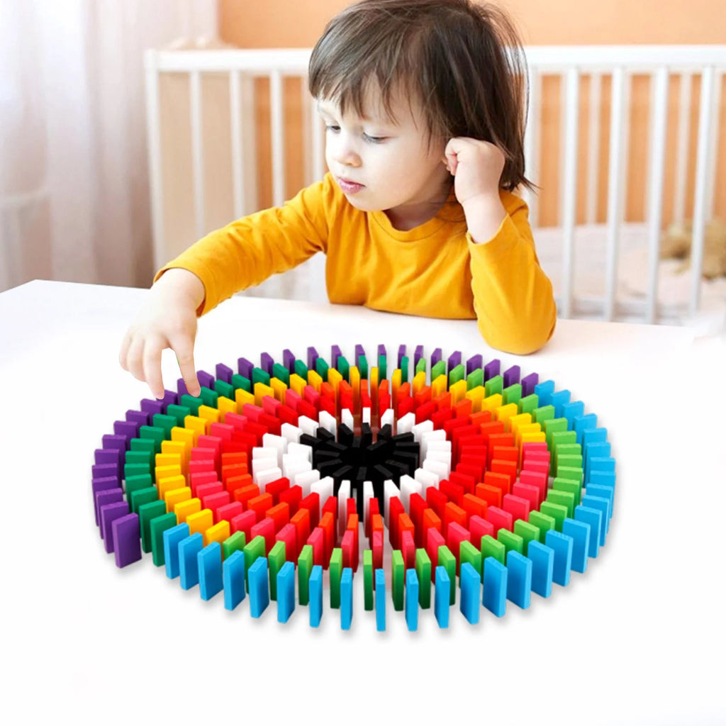 120Pcs Wooden Domino Blocks Building and Stacking Toy U80116