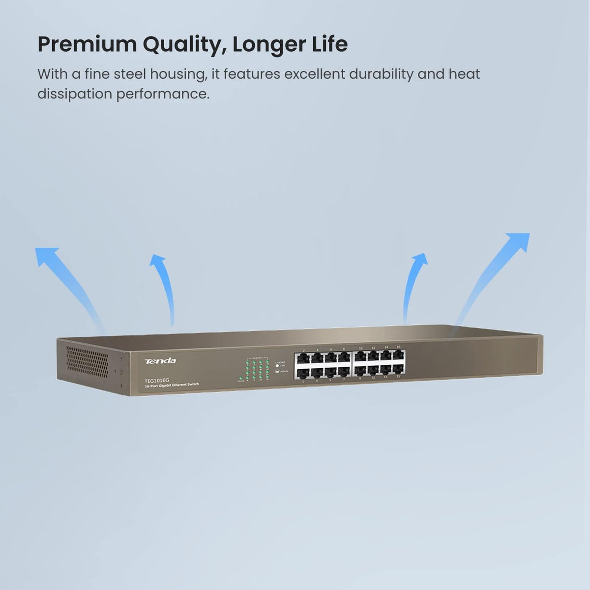 16-Port Gigabit Ethernet Switch Metal Fanless Unmanaged Pack of 2 J2280