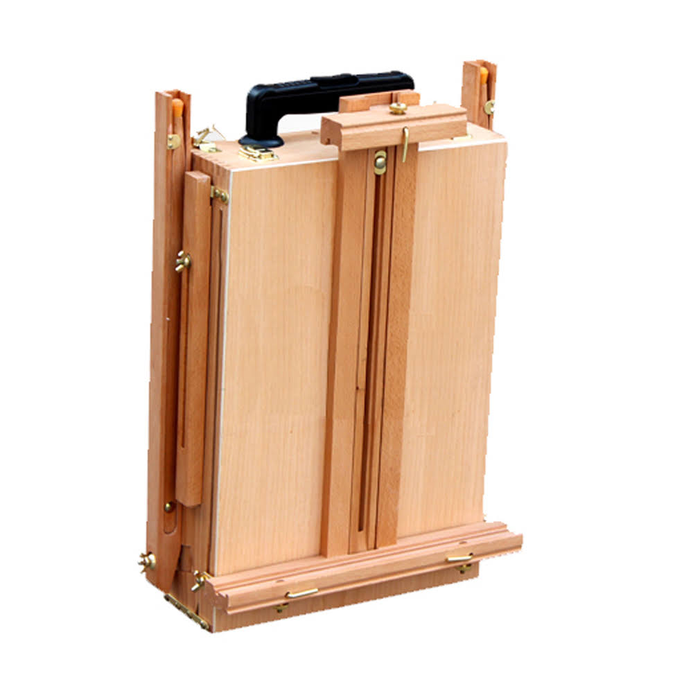 Portable Folding French Wooden Easel with Sketch Box Drawer and Rolling Casters Wheels C96648