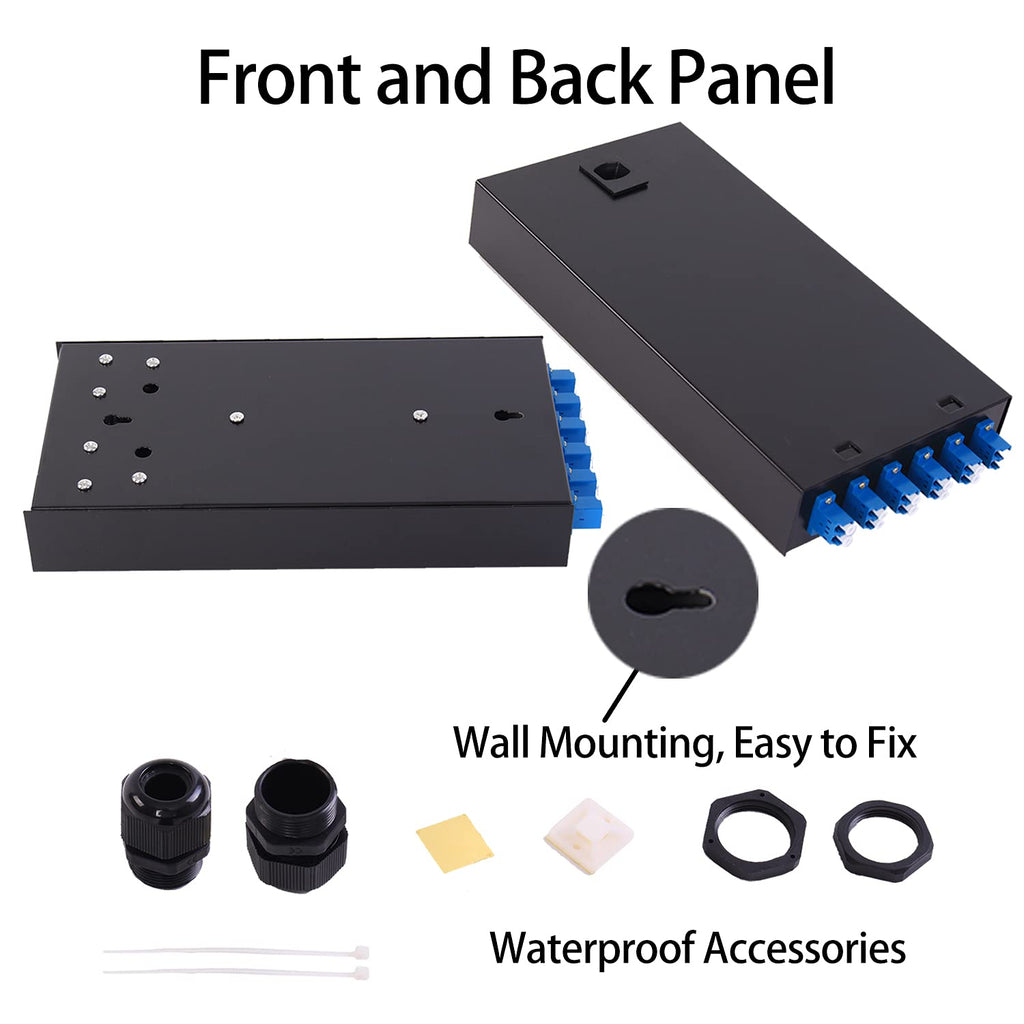 6 Port Duplex Box Cables Wall Mount Fiber Enclosure with Spool Singlemode LC-UPC Kit I9676