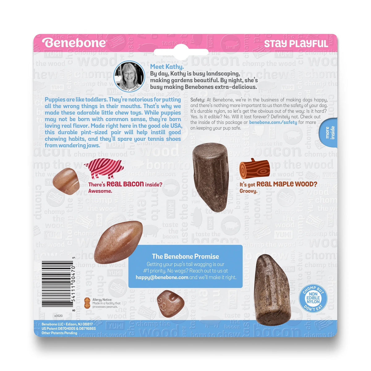 Tiny Bacon Durable Dog Chew Toy, 2-Pack H412