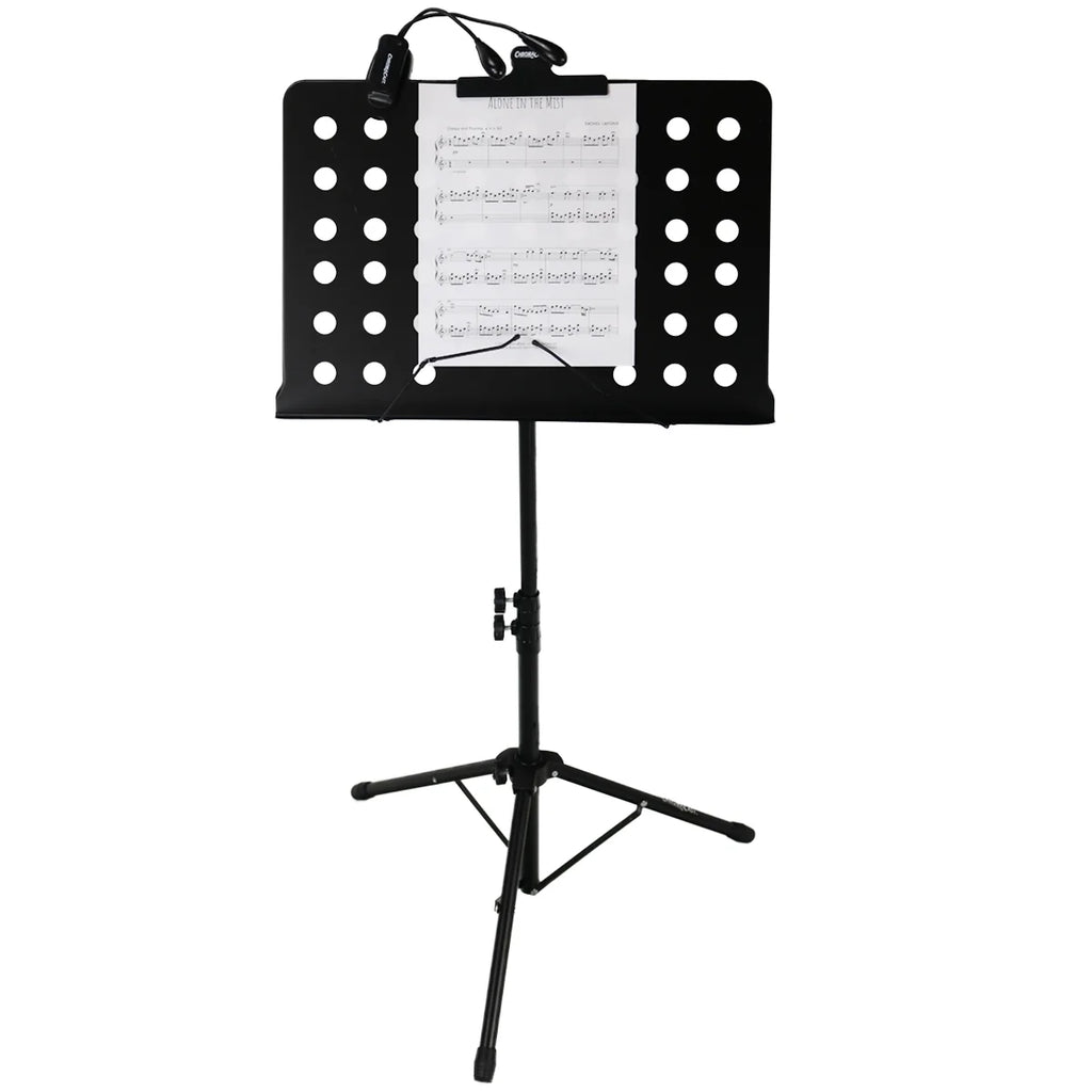 Metal Music Stand with Carry Bag, Sheet Clip and Clip On Light L83491