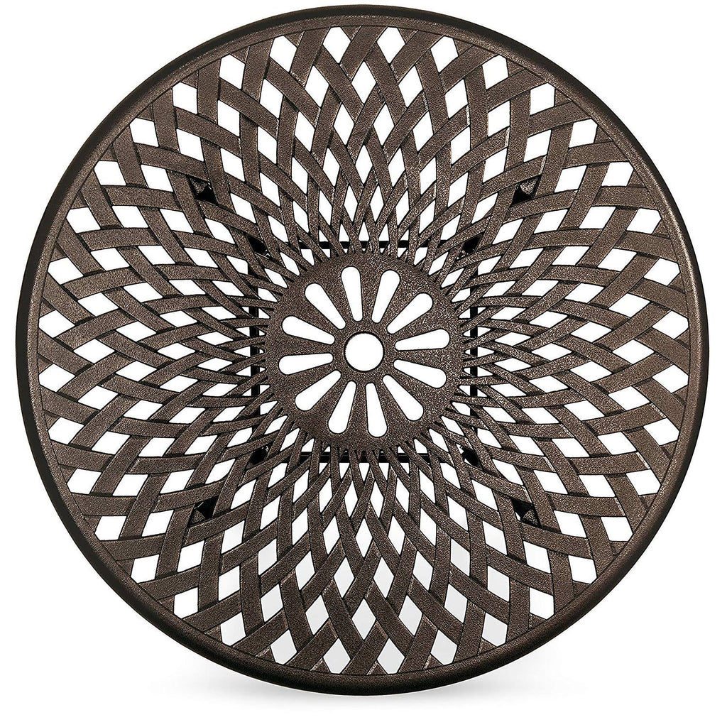 Cast Aluminum Outdoor Patio Dining Table with Lattice Weave Design in Bronze Z181320