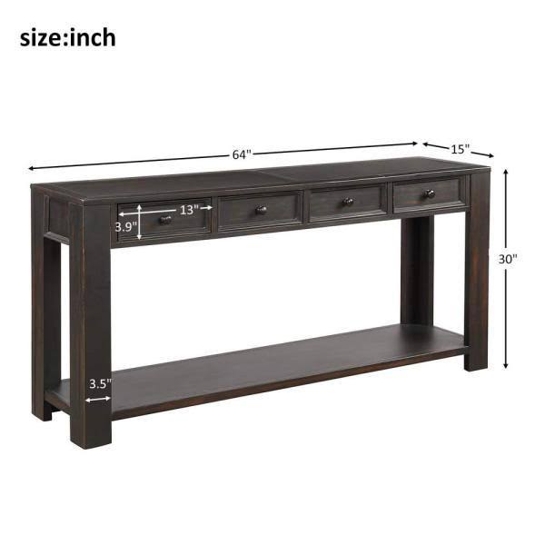 Black Grange Regency Console Table with 4-Drawer Q59372
