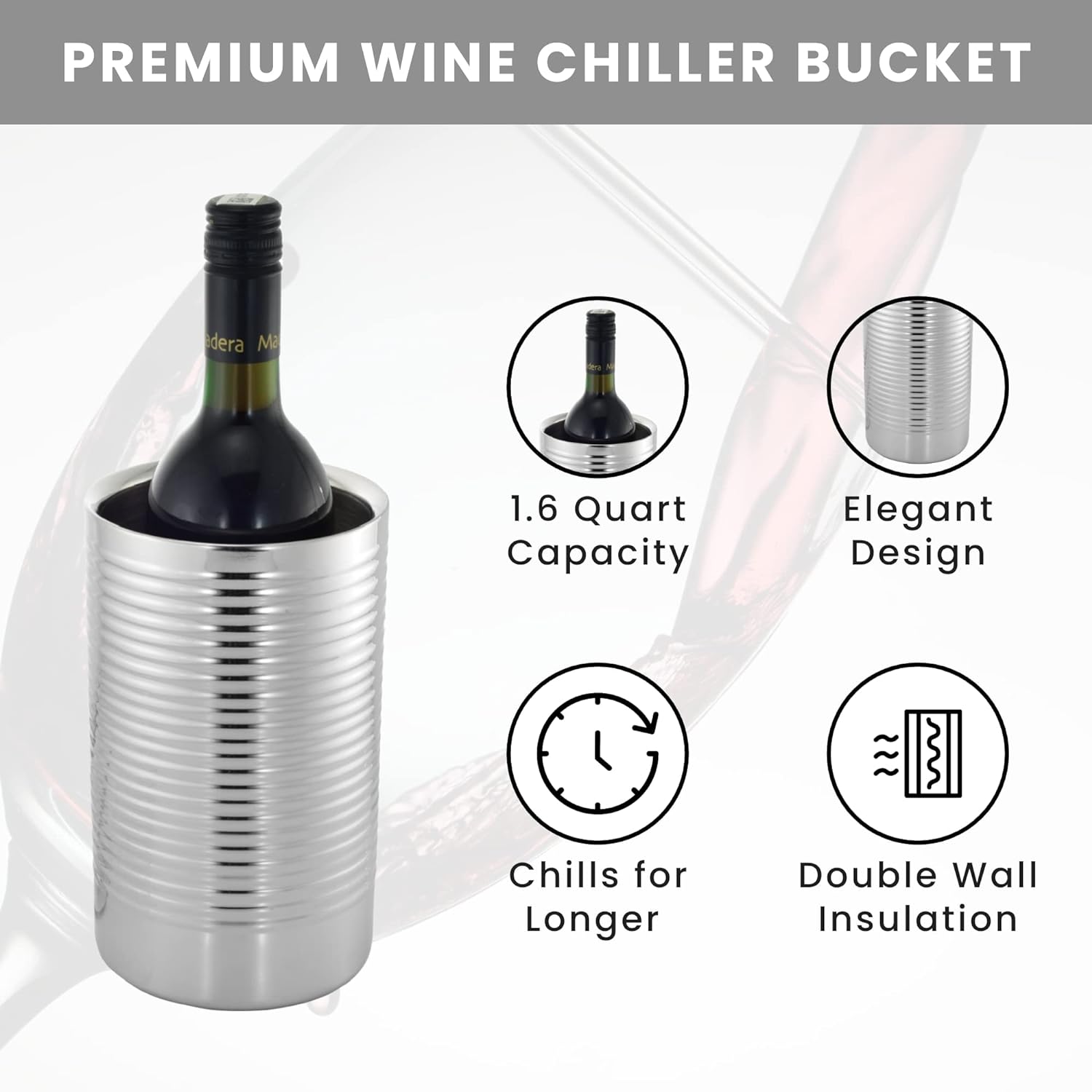 Double Wall Stainless Steel Wine Chiller Bucket, 1.6 Qt K291675