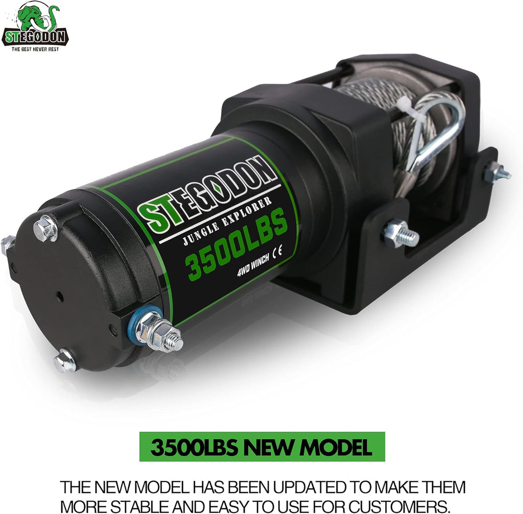 3500 lb. Load Capacity 12V Electric Winch with Wireless Remote, Waterproof IP67, Matte Black, Pack of 2 P889430