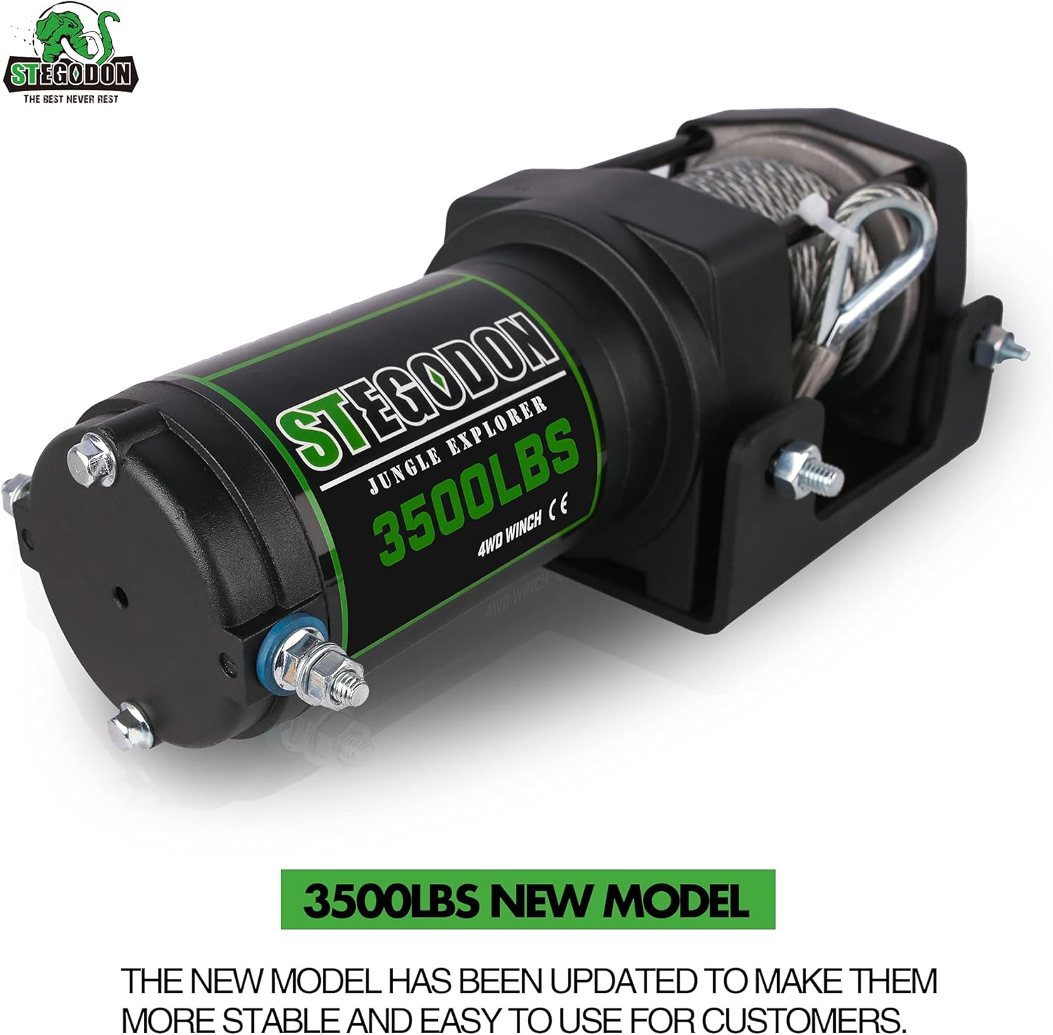 3500 lb. Load Capacity 12V Electric Winch with Wireless Remote, Waterproof IP67, Matte Black, Pack of 2 P889430