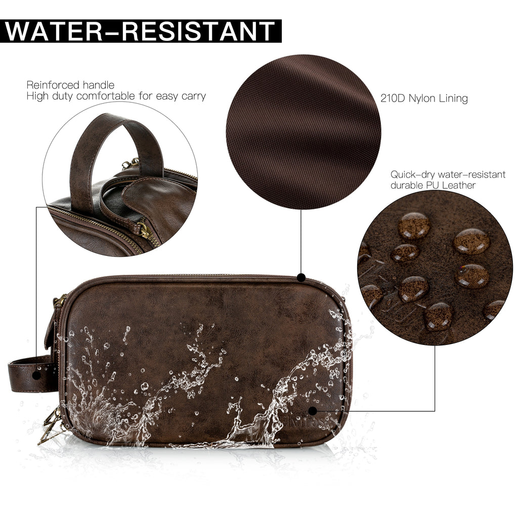 Water-Resistant Travel Dopp Kit with PU Leather Organizer S637084
