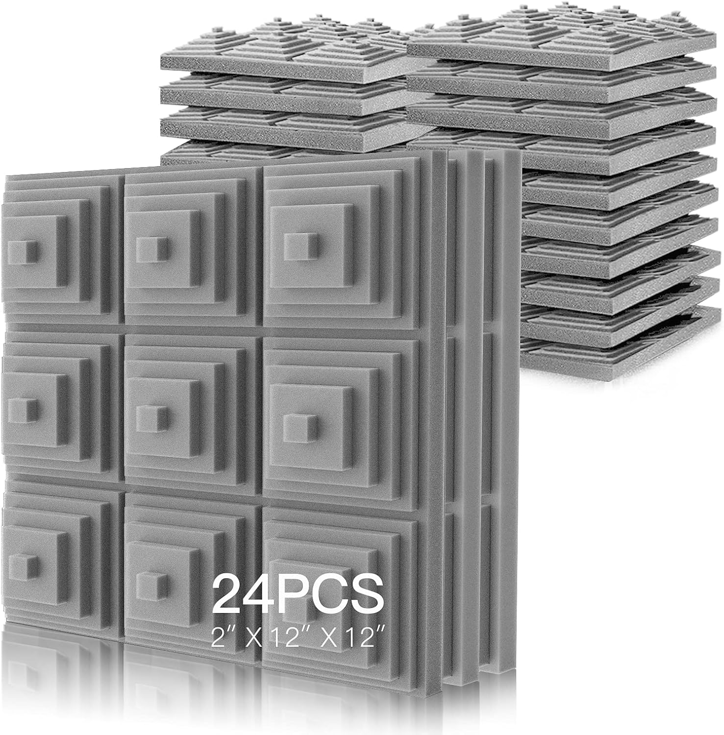24 Pack Acoustic Foam Panels 2" x 12" x 12" L980815