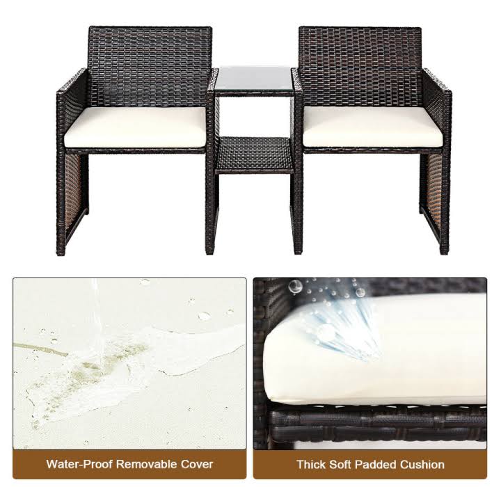 Rattan Loveseat Patio Conversational Set D834