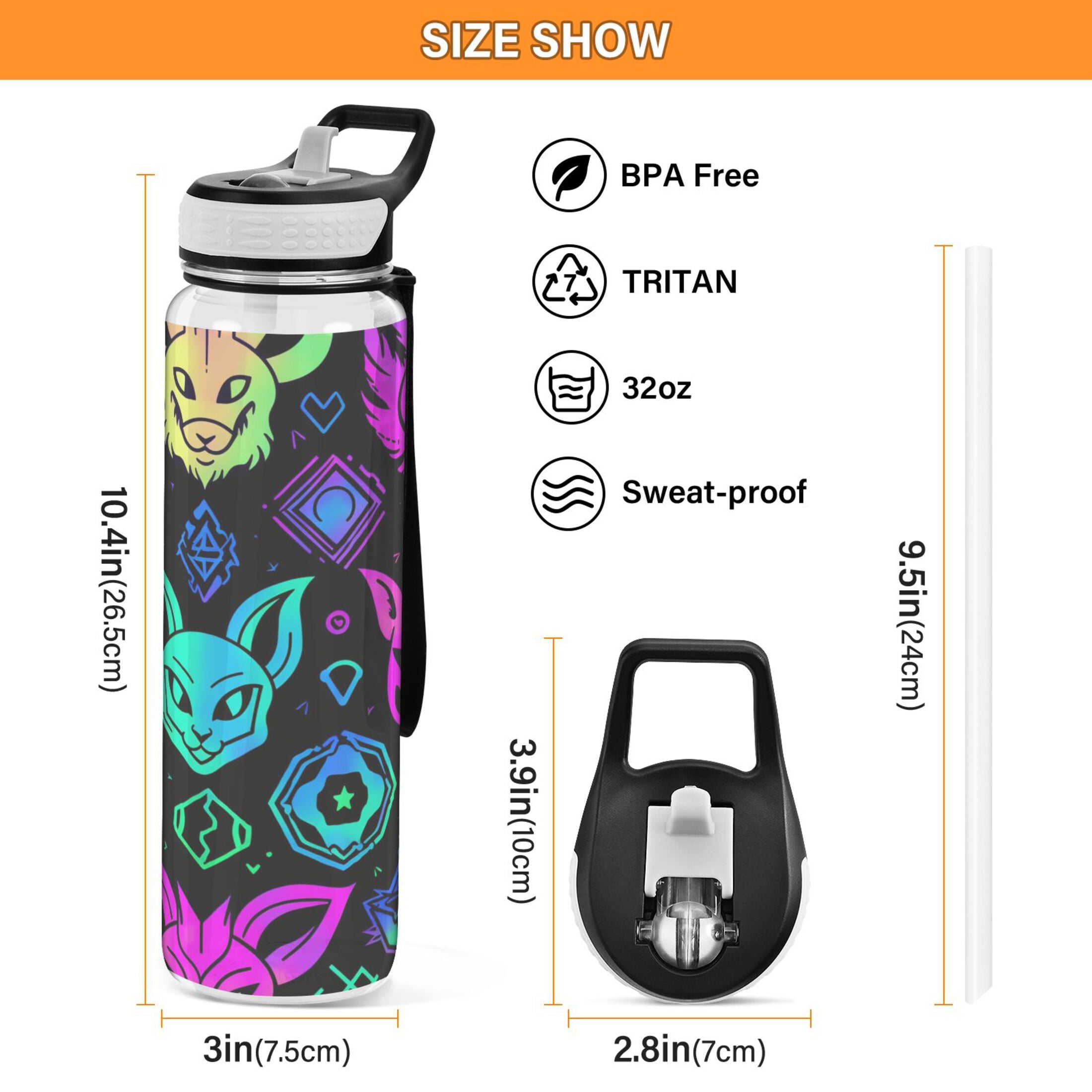 Purple 32oz Tritan Sports Water Bottle with Straw W635398