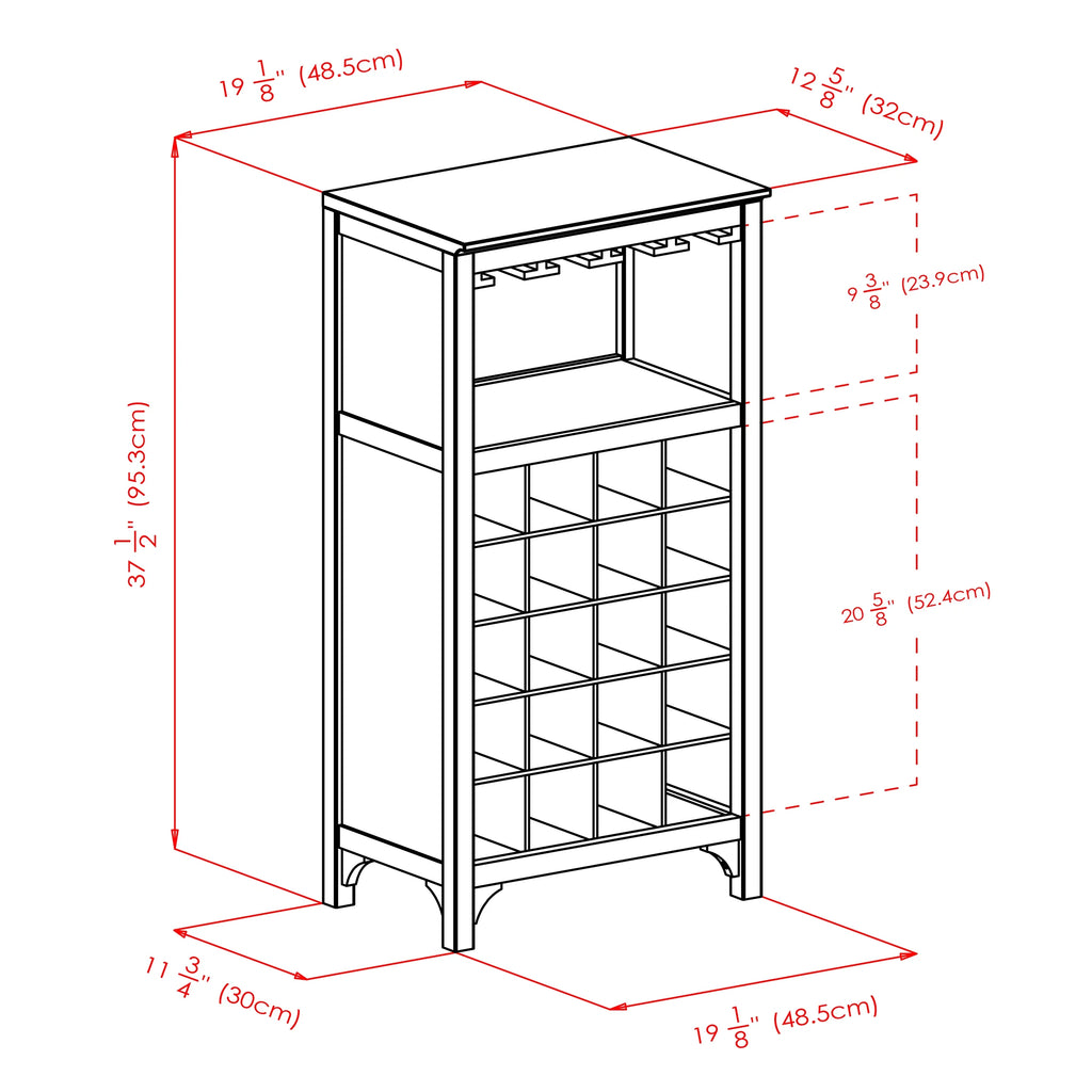 3-Pc Modular Wine Display Cabinet Set, Espresso Finish C91352