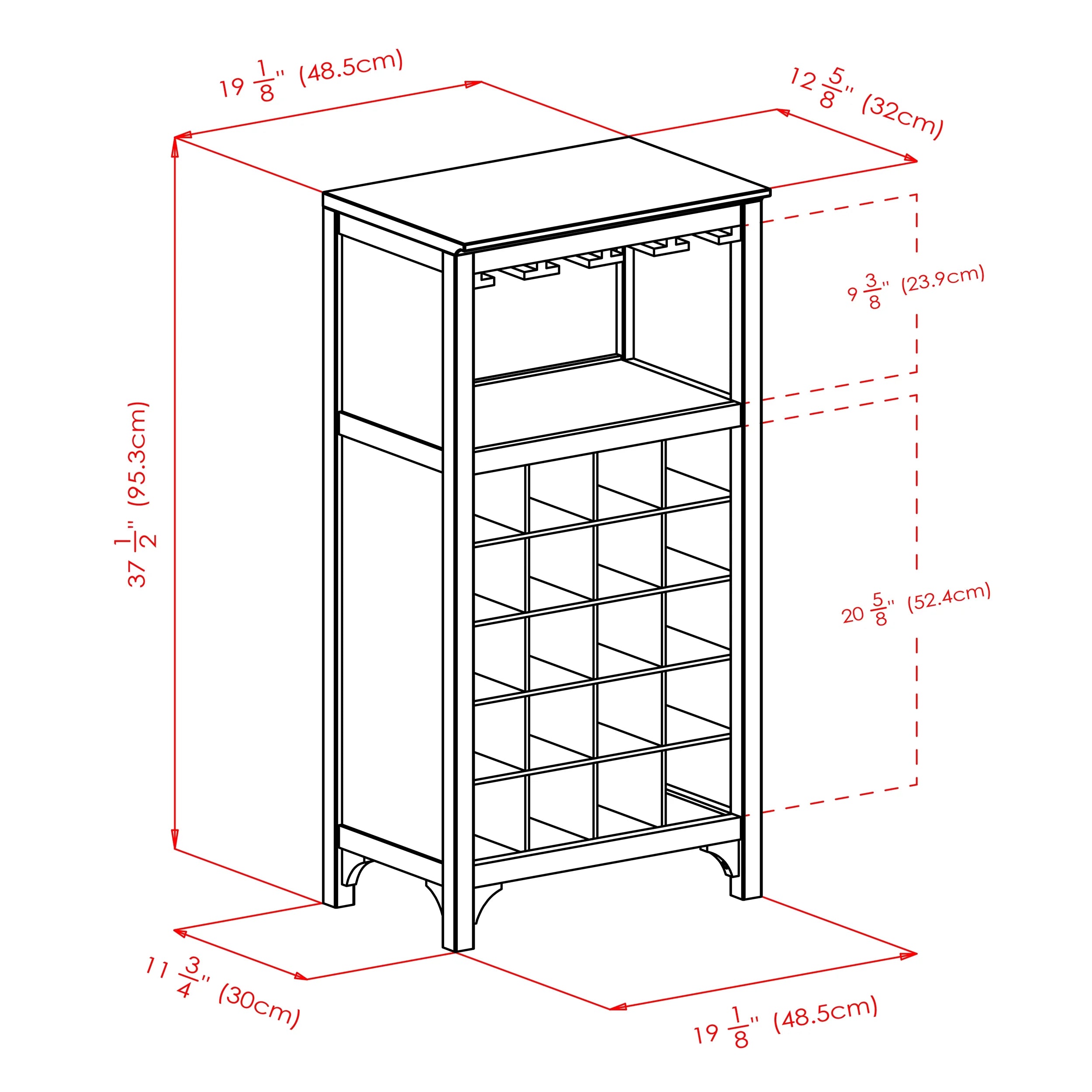 3-Pc Modular Wine Display Cabinet Set, Espresso Finish C91352