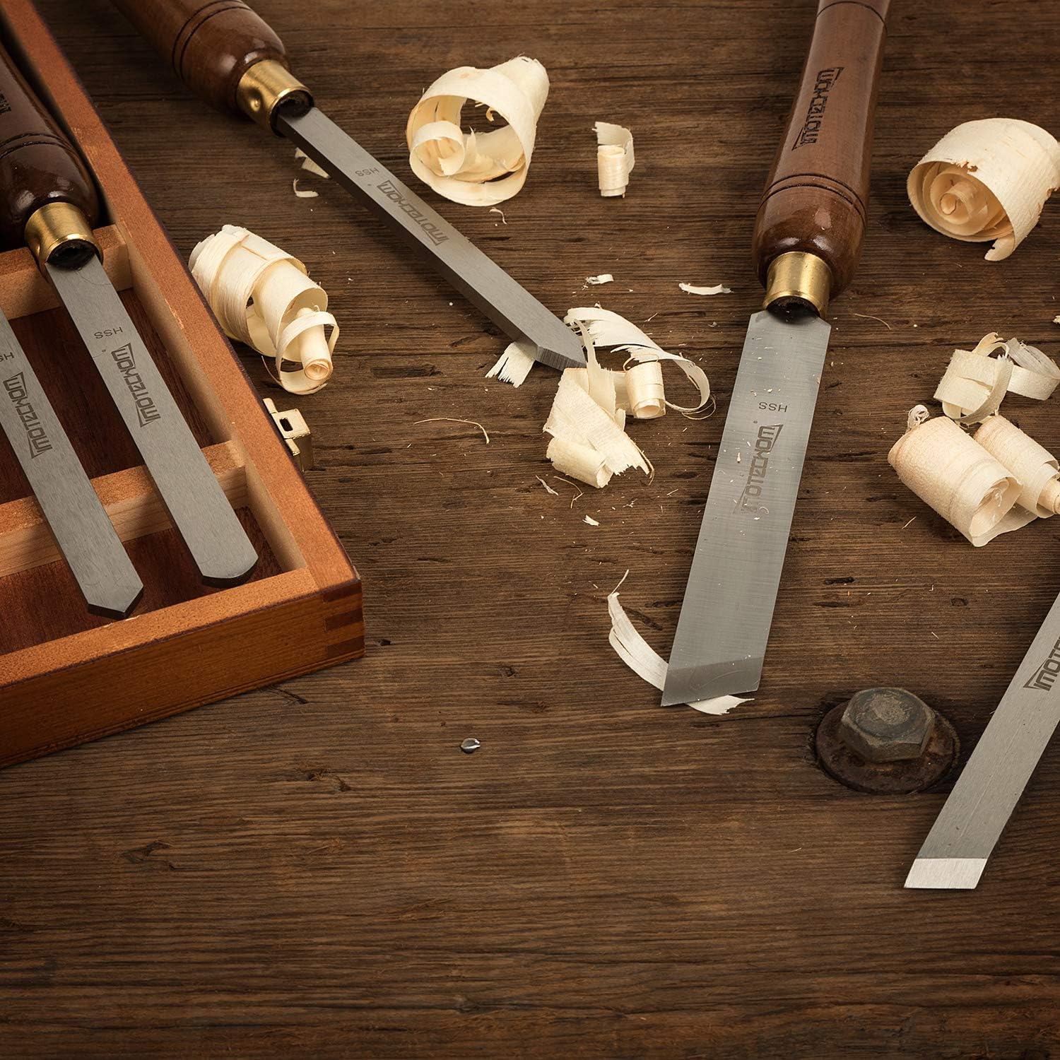 8-Pieces HSS Wood Turning Tools Lathe Chisel Set with Walnut Handle R780