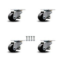 Nylon Swivel Light Duty Floor Leveling Caster Set of 4 with Black Wheels A571948