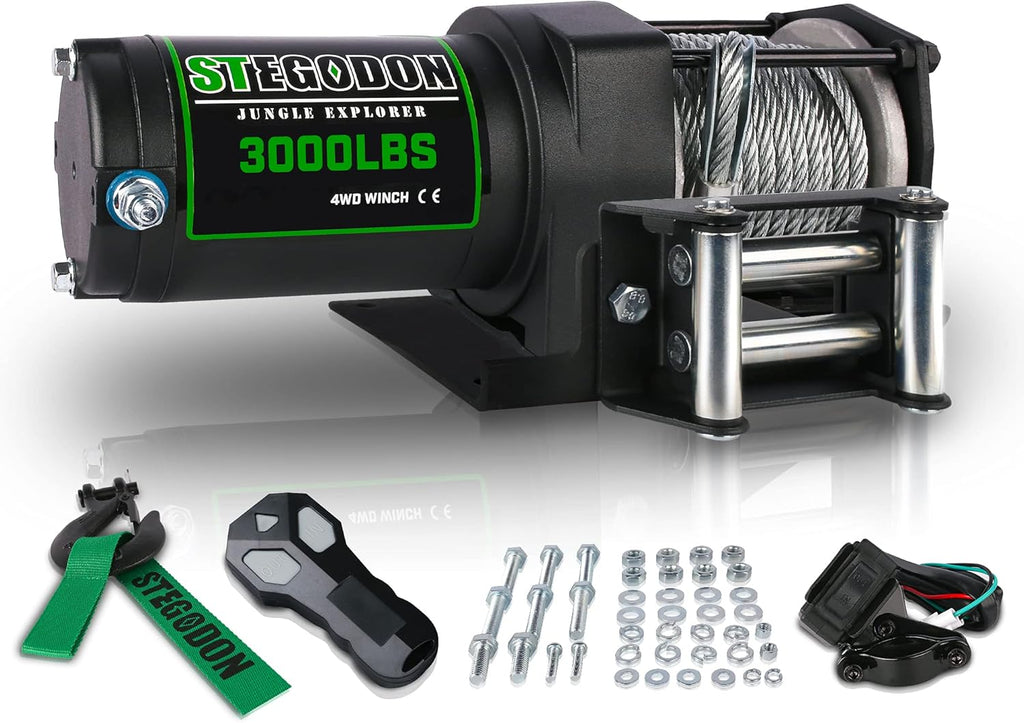 3500 lb. Load Capacity 12V Electric Winch with Wireless Remote, Waterproof IP67, Matte Black, Pack of 2 P889430