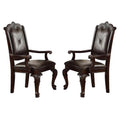 Button Tufted Leatherette Armchair, Brown - Set of 2 U167975