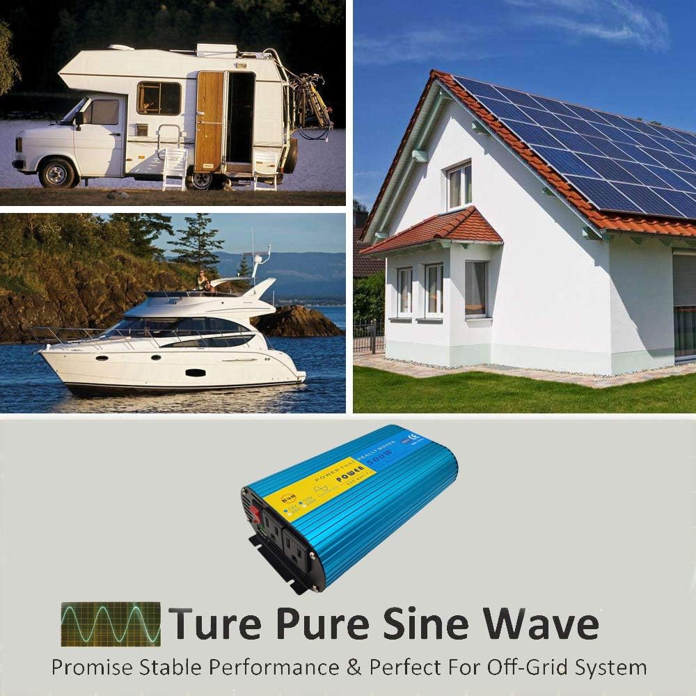 500W Pure Sine Wave Power Inverter DC 12V to AC 110V with 2.1A USB Charging Port and 2 AC Outlets, Pack of 2 F420