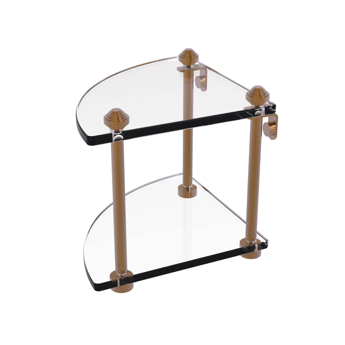 Two Tier Corner Glass Shelf - Brushed Bronze K9314
