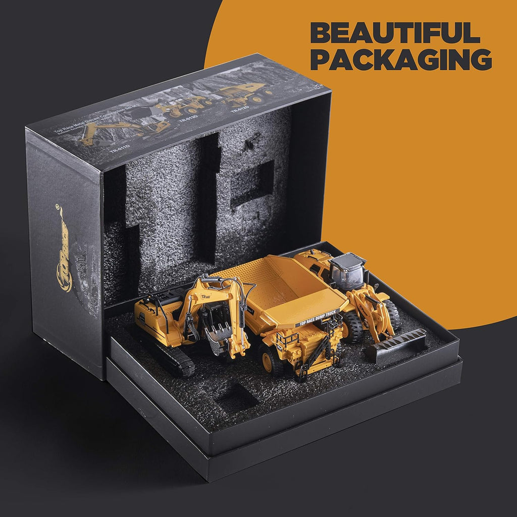 Metal Diecast Construction Toys Set of 3, Loader, Excavator, Dump Truck Models 1:60 Scale U675