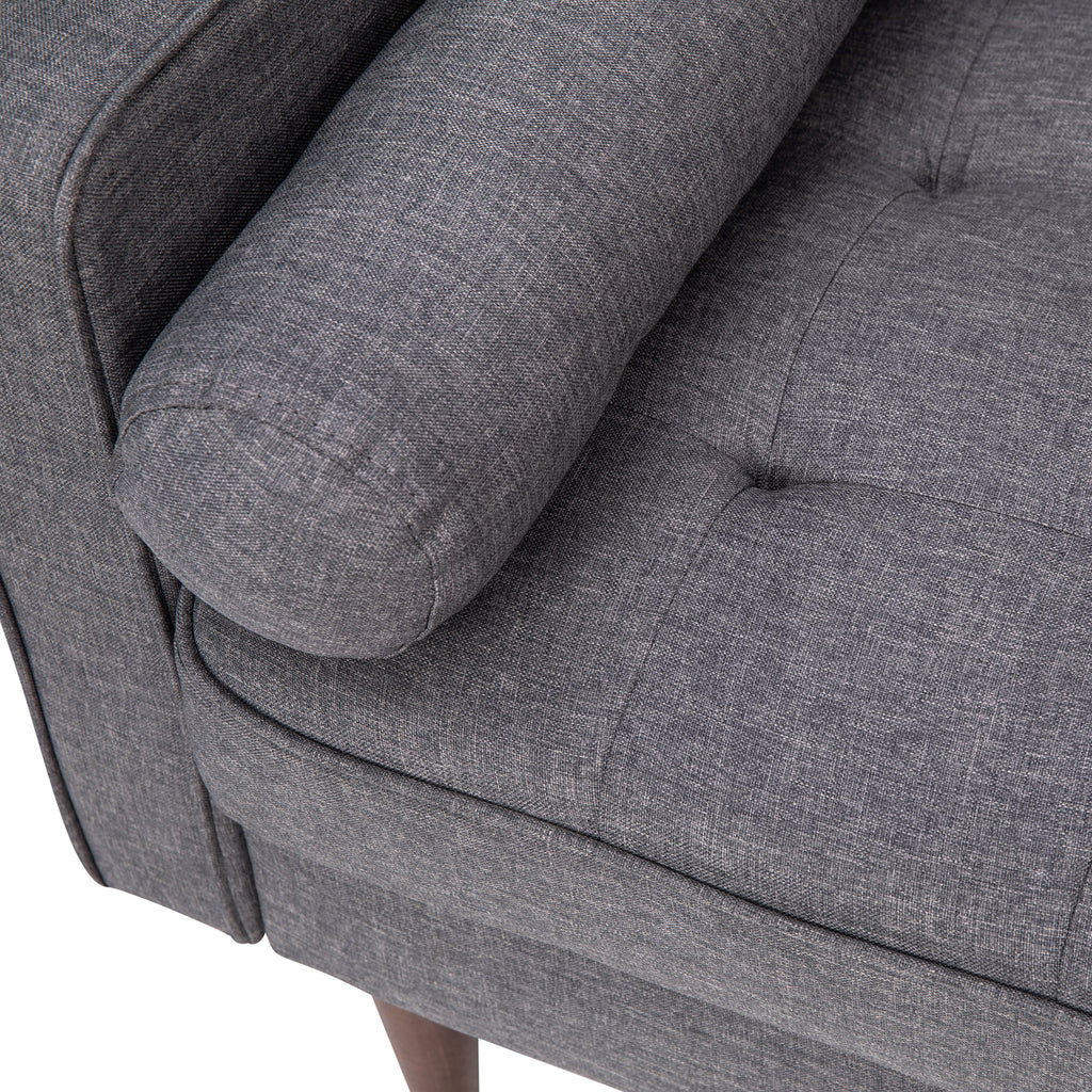 Dark Gray Tufted Faux Linen Sofa with Solid Wood Legs P188473
