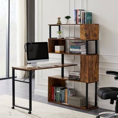Rustic Brown Reversible L-Shape Desk F51069